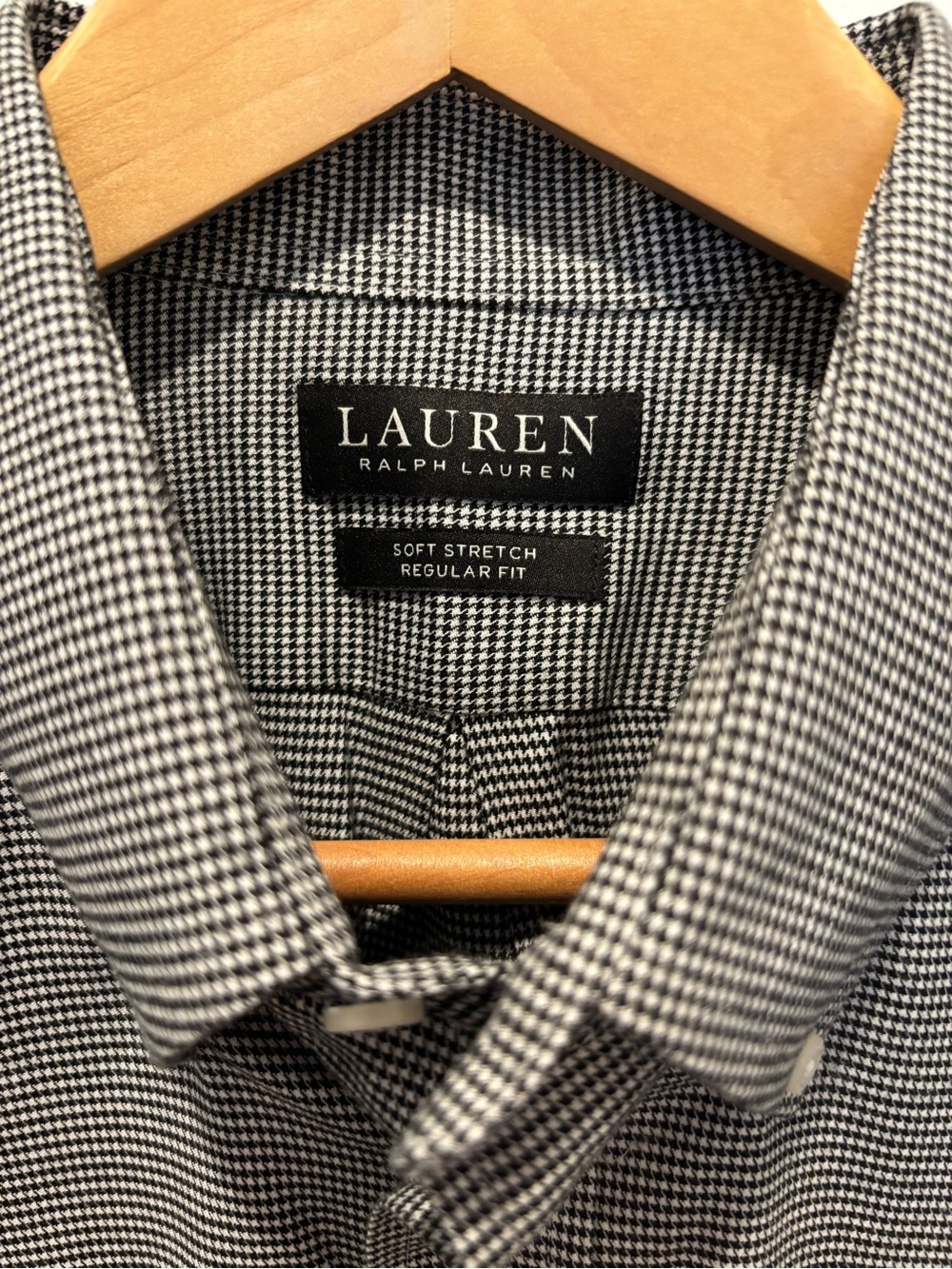 NWOT Lauren Ralph Lauren Soft Stretch Shirt Men’s Large Gray Check Regular Fit - Picture 6 of 7